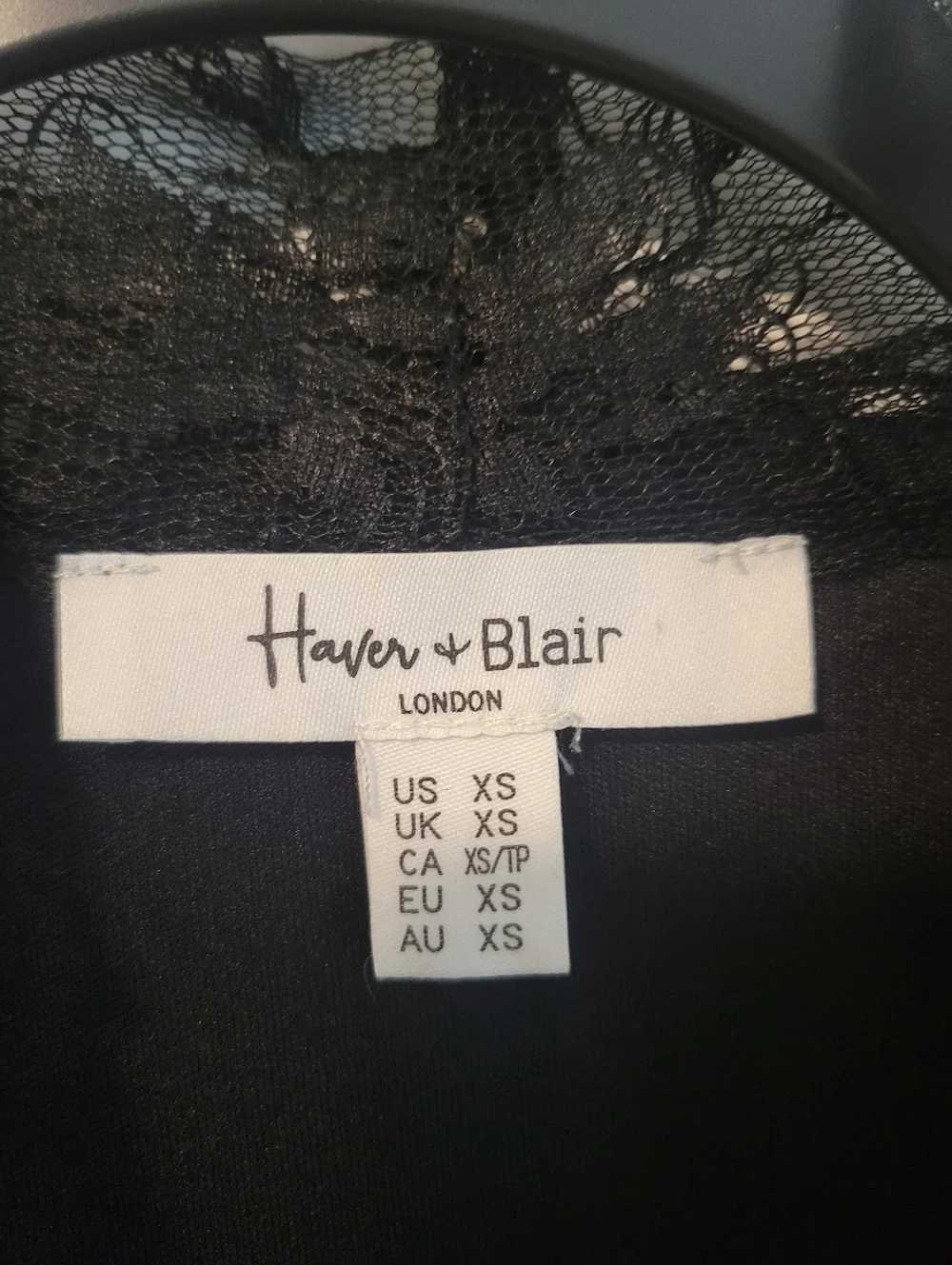 Dana-Mae Black Lace Tie-Neck Blouse - Picture 3 of 3